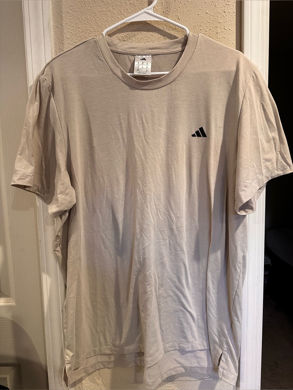 Adidas Men’s Neutral Beige Logo T‑Shirt Size XL 0410